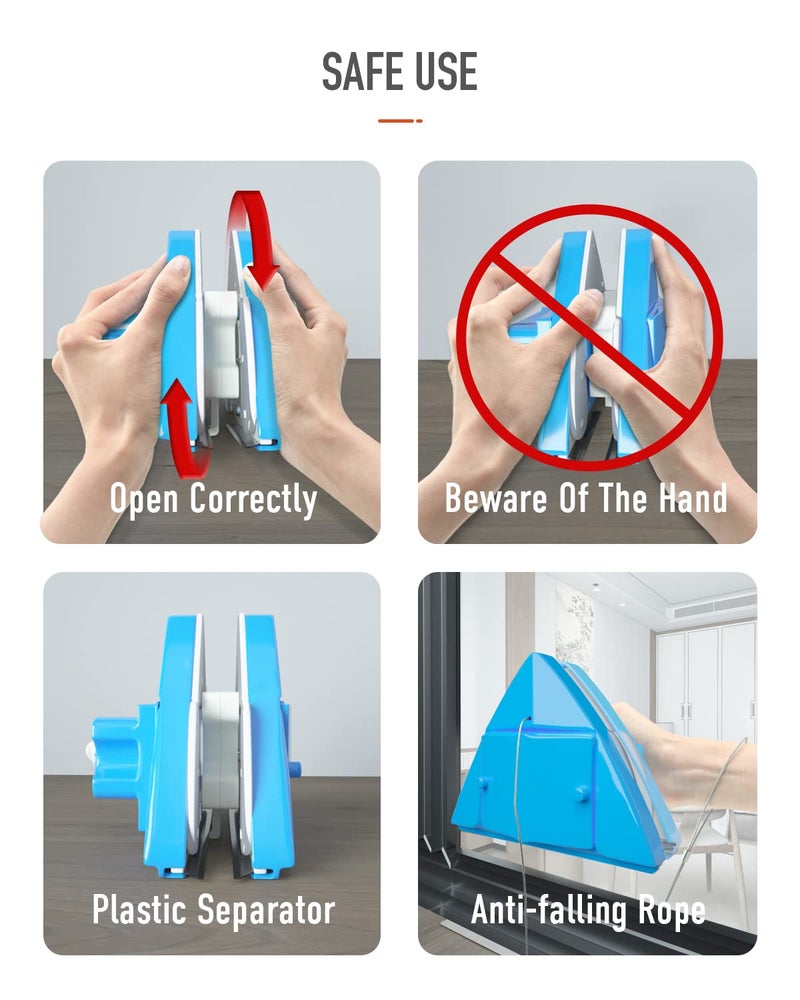 baffect Double Side Magnetic Window Cleaner,Adjustable Magnetic Double Window Glass Wiper Glider Washing Brush Equipment Cleaning Brush Wiper Tools for High-Rise and Car Glazed Windows Thickness 4-30mm - Image 5